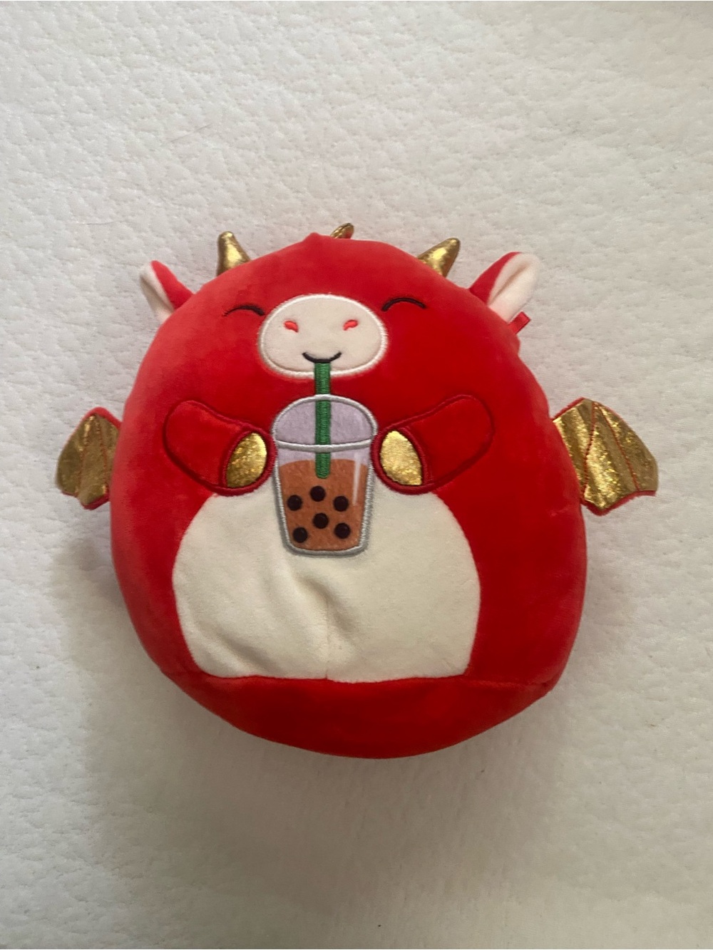 Squishmallows Dex the Red Dragon with Bubble Tea Plush | 8”